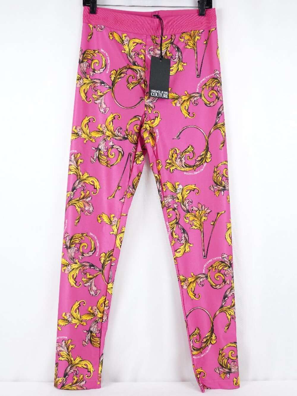 Versace Jeans Couture Pink Barocco-Print Leggings - Size EU 46 / US 10 - NWT